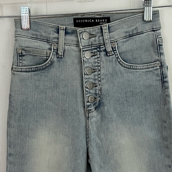 Veronica Beard Maera High Rise Skinny Jeans Size 24 Exposed Button Fly Sky Wash - Picture 4 of 15